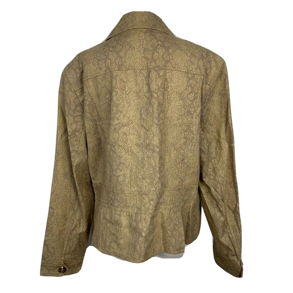 Worthington 夹克西装外套女式 16 米色蛇纹印花亚麻轻便纽扣 — 第 4/4 张图片