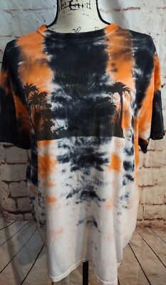Vintage T-shirt Womens Large Halloween 90s Beverly Hills Black Orange tie dye 