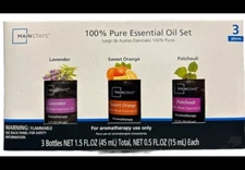 Mainstays •100% Pure Essential Oil Set.  Lavender, Sweet Orange, Patchouli