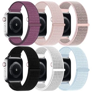 6 Pack Nylon Sport Loop Band Compatible with Apple Watch Band 38mm 40mm 41mm ...