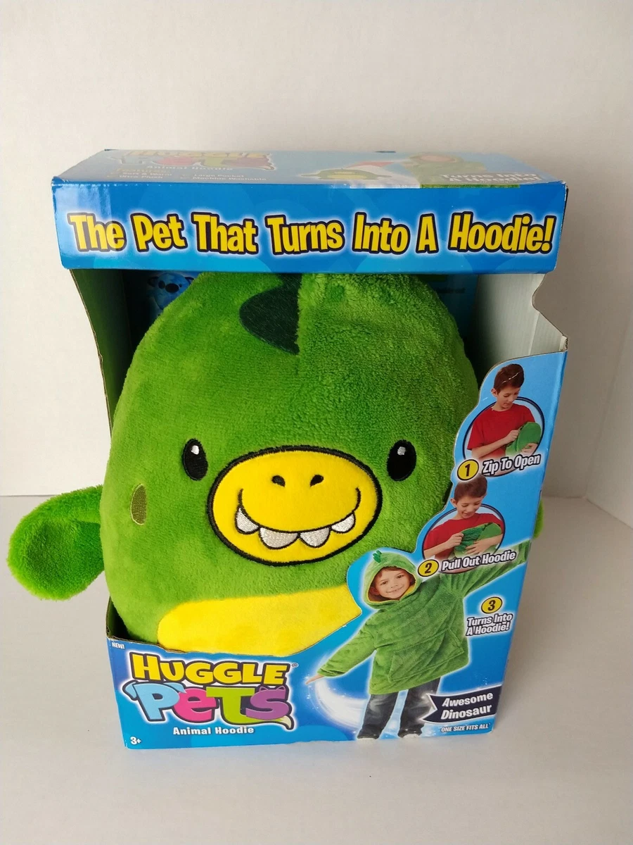 Huggle Pets Dinosaur Green Pet Turns Into Hoodie One Size Fits All Ages 3. A4