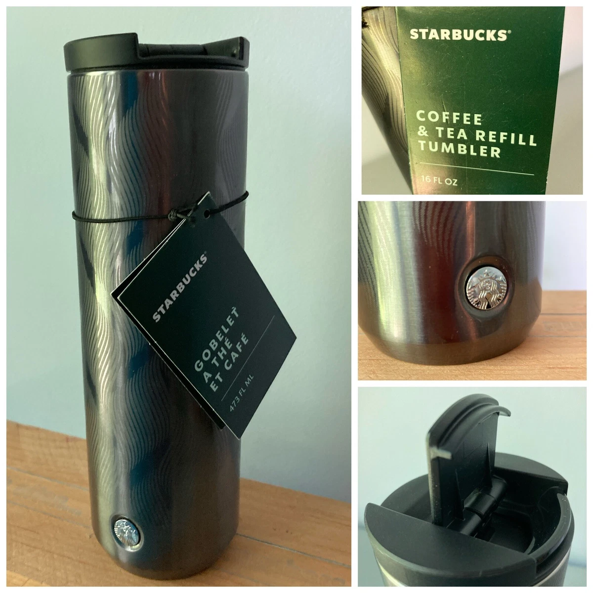 Starbucks Travel Tumbler Stainless Steel Vacuum Seal Pewter Cup Coffee Tea  NWT