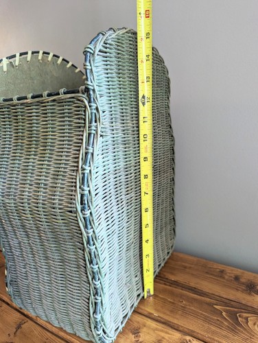 Cesta paraguas/residuos de mimbre vintage rana pintada mod años 70 kitsch boho cabaña - Imagen 8 de 11