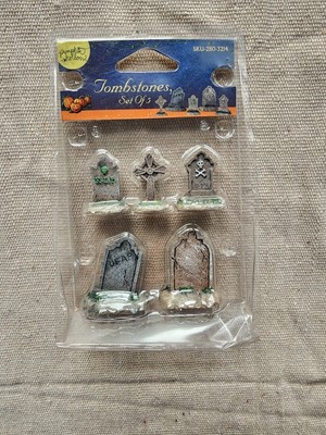 Pumpkin Hollow Lemax 2004 Tombstones set of 5 SKU 280-3214 NEW