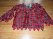 Size Medium 8-10 Werewolf Red Plaid Costume Shirt Top Gray Faux Fur New