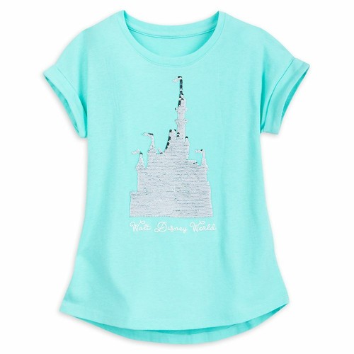 Disney Store Fantasyland Castle Reversible Sequin Girls T Shirt Tee Size XS M XL - Picture 2 of 2