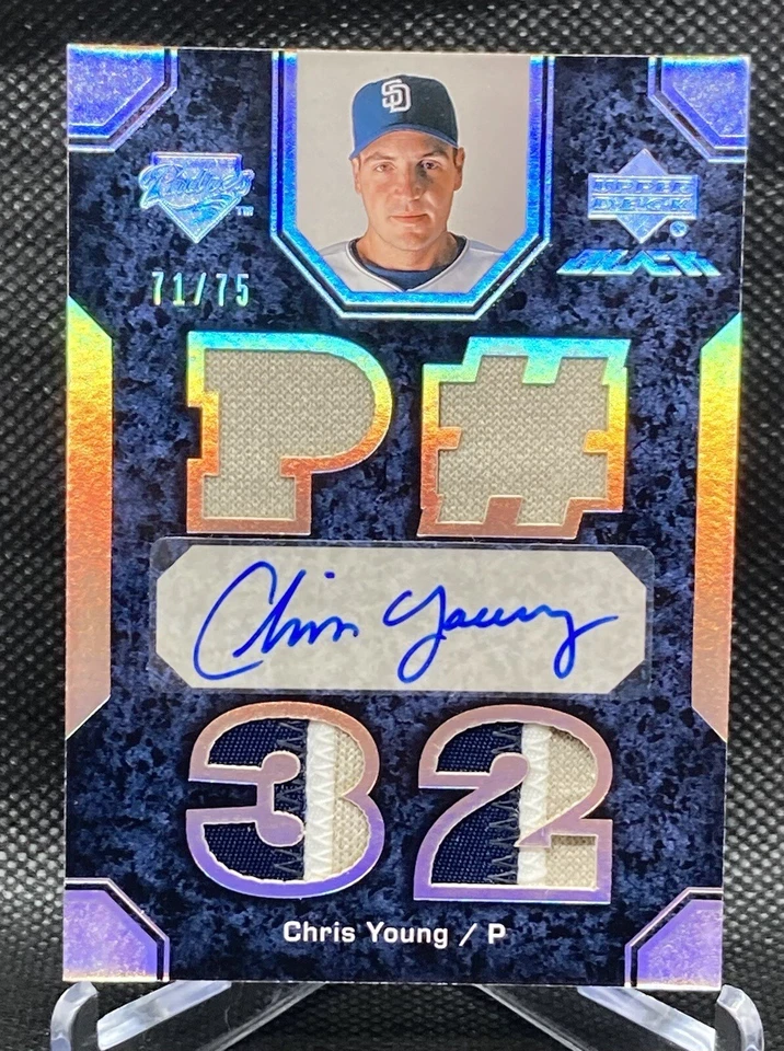 Upper Deck Black Chris Young Auto Jersey Relic SSP Padres All Star /75  - Image 4 of 4
