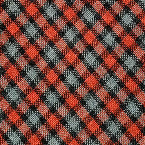 1940 1950s VINTAGE RETRO TIE ~ ORANGE-RED, GRAY, BLACK ~ CHECK ~ 49" - Picture 1 of 3