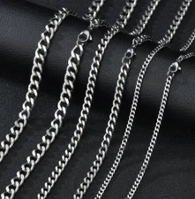 Stainless Steel  60cm(23.6 in) 5 mm link Cuban curb  Chain Necklace
