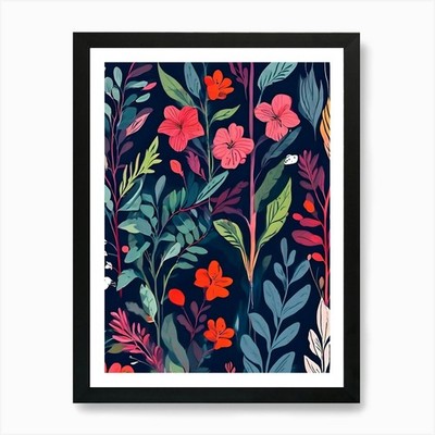 Blumenmuster 12 Kunstdruck gerahmt Wandbild Poster Leinwanddruck Bild