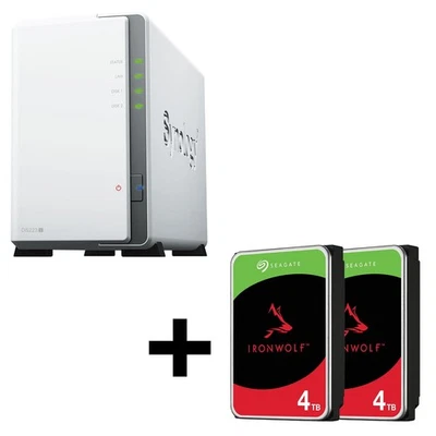 Synology DiskStation DS223J 2 Einschübe NAS-Server Leergehäuse + 8TB (2x4TB)