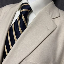 Stafford Sport Coat 46R Beige Linen Blend Jacket Blazer Classic Casual Summer