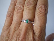 Malachite Oval ring, 0.33 carats, size P/Q, 1.9 grams of 925 Sterling Silver