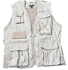 Vintage Banana Republic Safari Photog Journalist Utility Vest Large Khaki Mesh