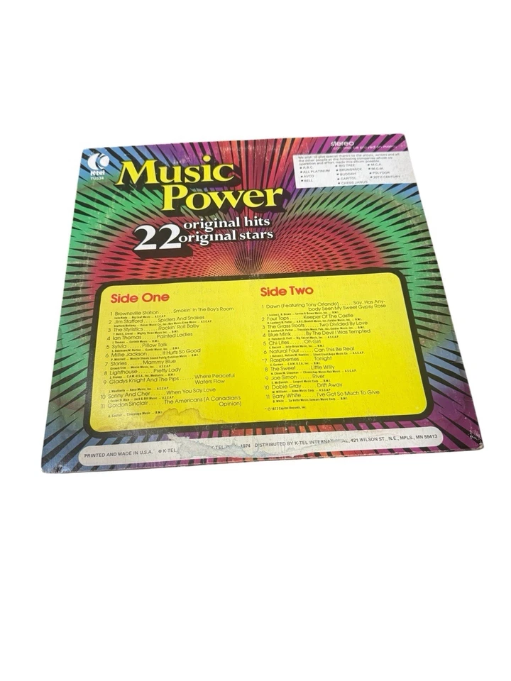 Music Power: 22 Original Hits Stars (1974, Vinyl LP) K-Tel TU-234 - Image 2 of 4