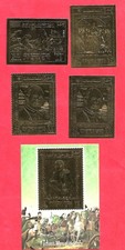 5 TIMBRES OR  YEMEN  NAPOLEON  JEAN-PAUL  2   ESPACE