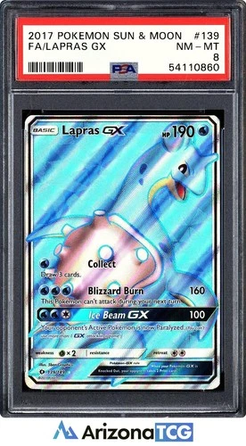 Pokemon 2017 Lapras GX 139/149 Full Art Sun & Moon PSA 8