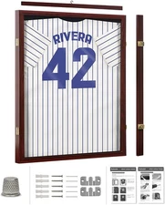 Jersey Display Frame Case Lockable, Large Sport Jersey Shadow Box with 98% UV