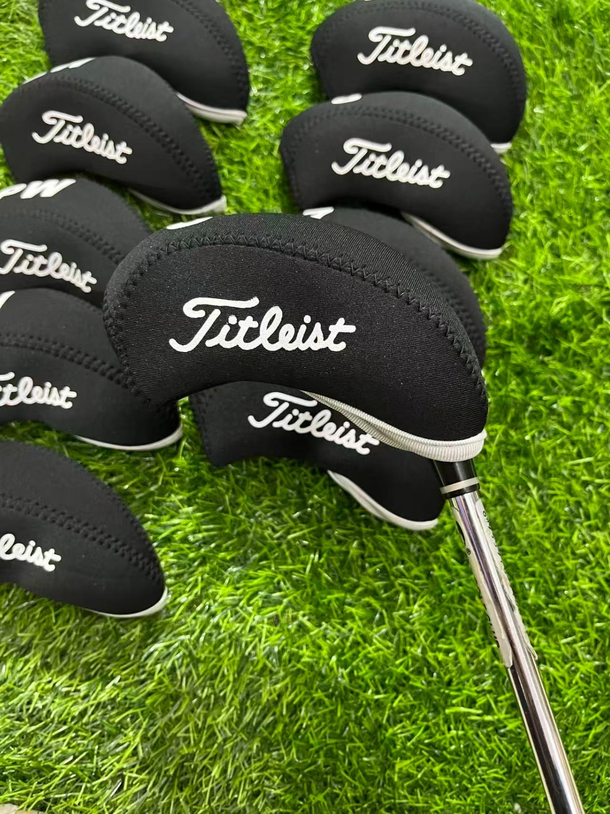 10Pcs Golf Club Iron Head Covers Neoprene Black For TIT Iron Case 4-9-ASPL/W 2