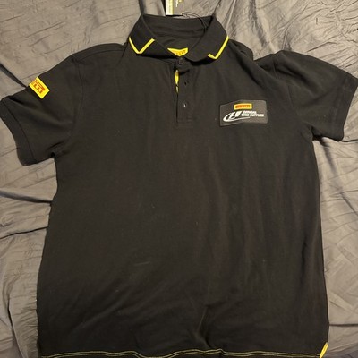Pirelli Formula1 Official Tyre Supplier Polo T-Shirt Racing Style Black Size M