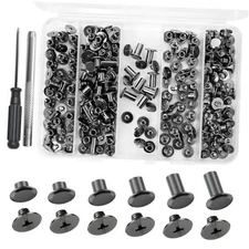 122 Pack Snap Button Kit, 6 Sizes Chicago Screws 122 Pack Gunmetal Black