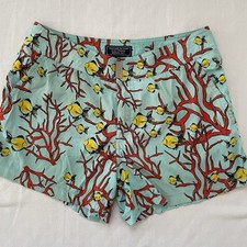 Vilebrequin Moorea Swim Trunks Men Nautical Print Fixed Waist Zip Fly St Tropez