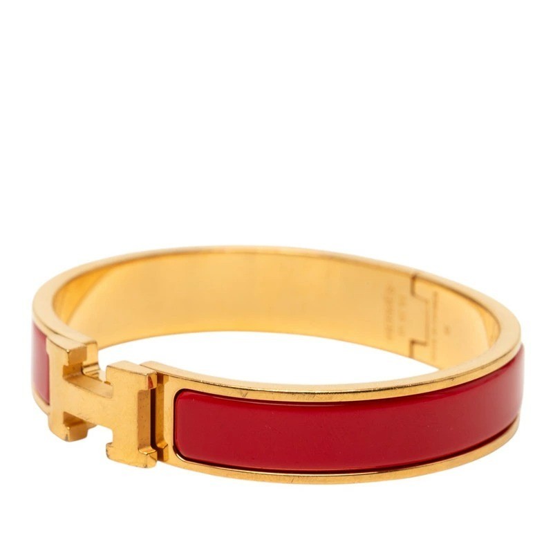 Hermès Click H PM Bracelet Gold and Red Plated Women's Accessories Used thumbnail 22
