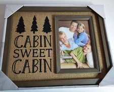Malden International Designs Burlap Cabin Sweet Cabin 4"x6" Picture Frame ~ NEW