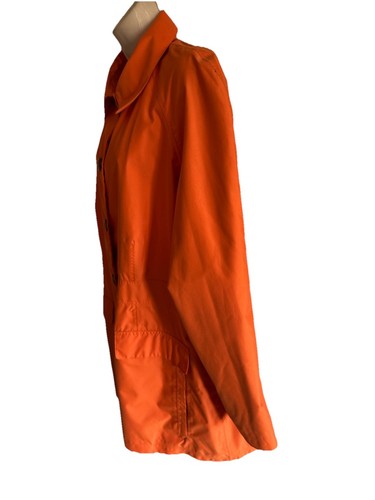 LANDSEND Regen oder Glanz Frühlingsjacke Mantel orange 6 Knöpfe Kragen Pattentaschen 1X - Bild 7 von 11