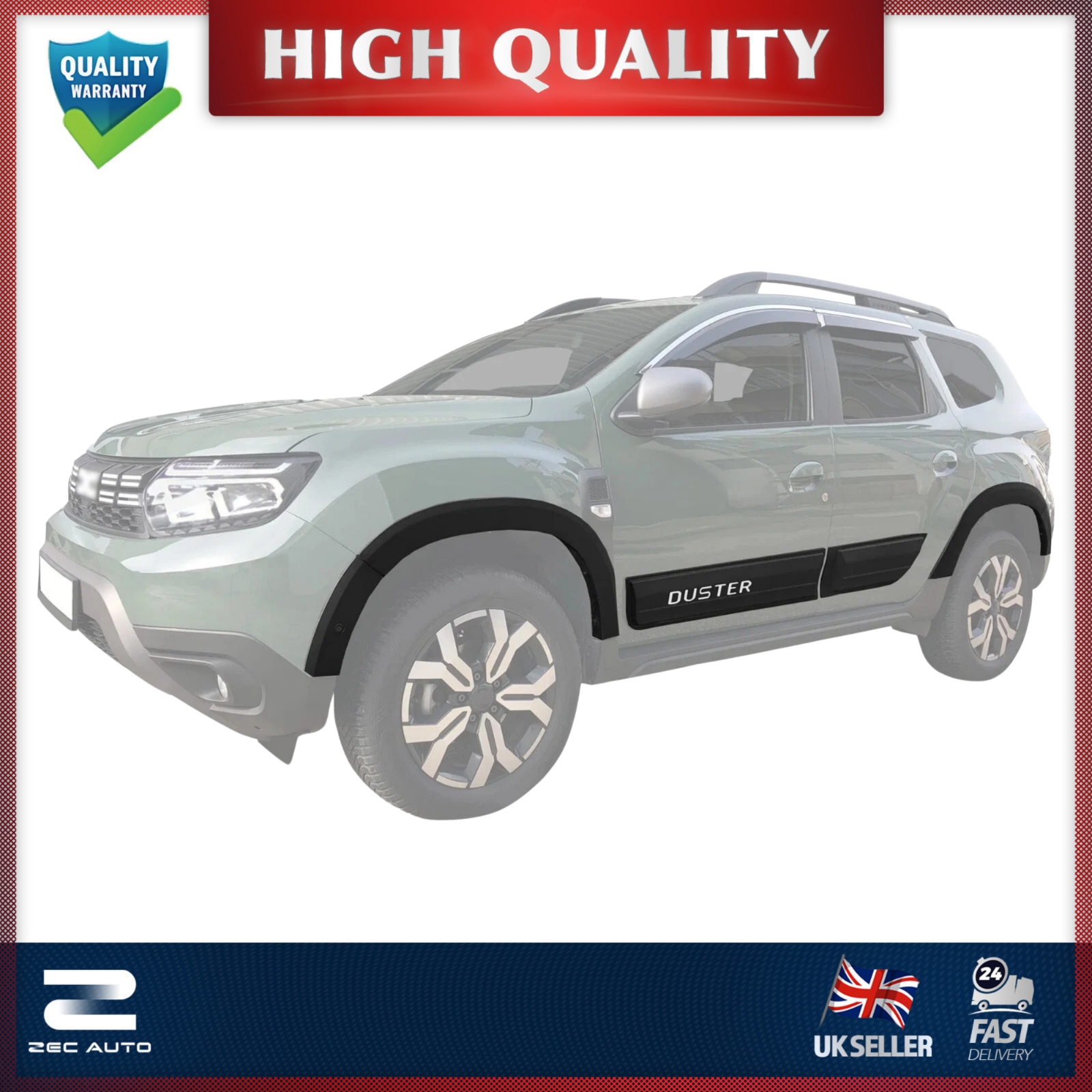 FOR DACIA DUSTER 2018-2023 FENDER FLARES & DOOR MOULDING FULL KIT WHEEL ARCHES
