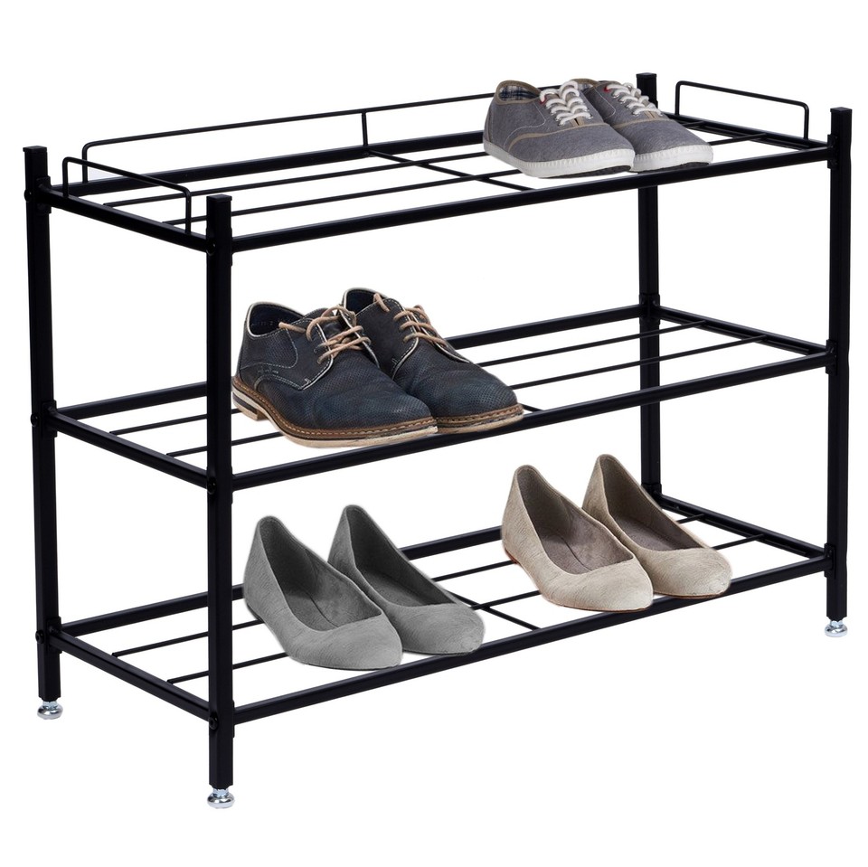 Étagère à chaussures Viena Loft, 3 niveaux, noire