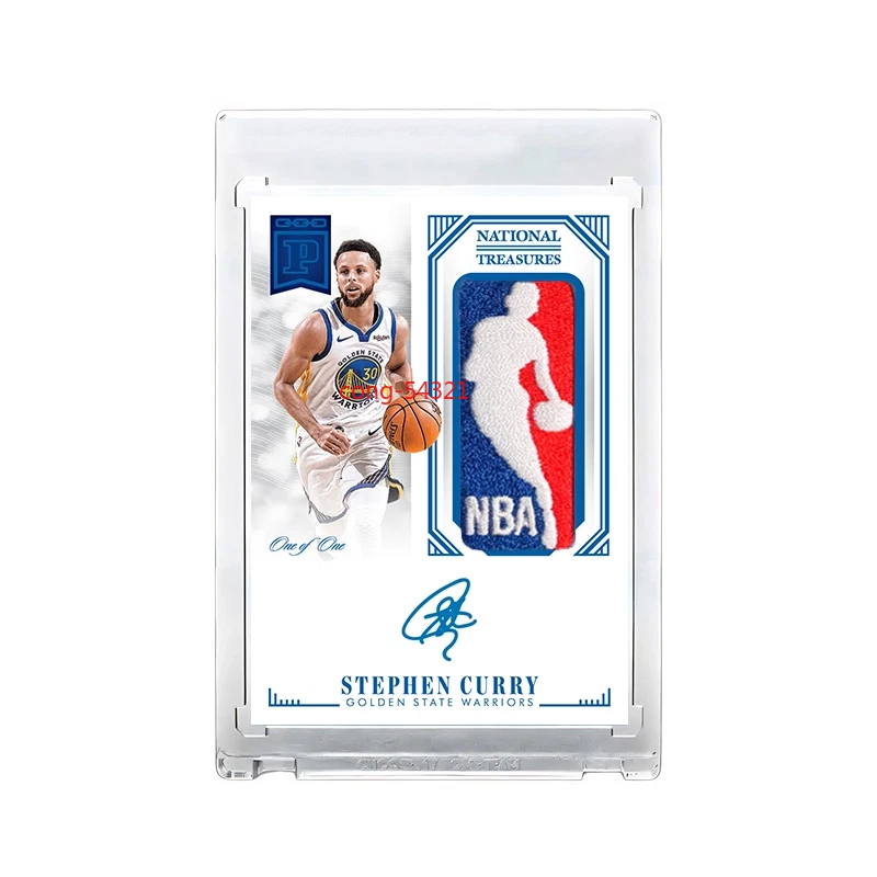 Tarjeta estrella de camiseta firmada con autógrafos de Stephen Curry de National Treasures Logoman 7 piezas Foto 2 de 4