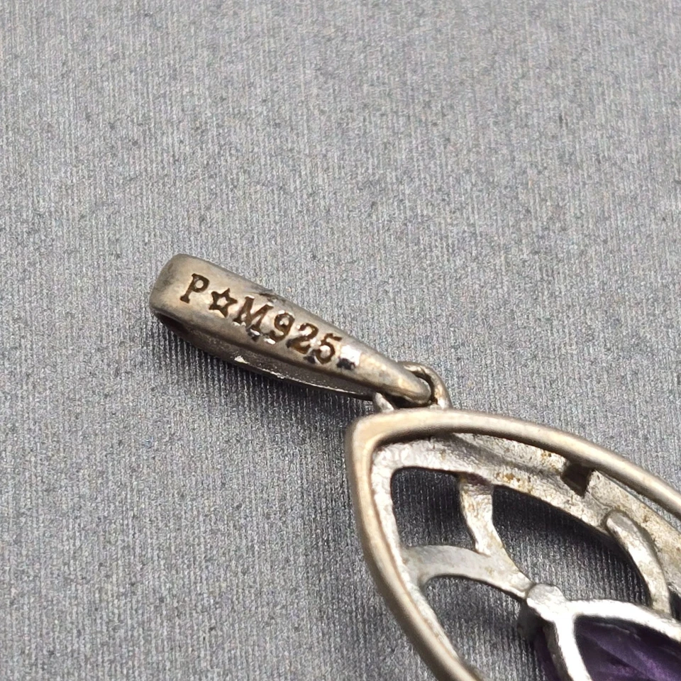 Colgante Mariposa Plata Esterlina 1.25" Amatista Topacio Azul Gemas Firmado P*M Foto 3 de 4