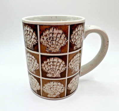 VTG Sea Shell Coffee Mug Beach Tea Stoneware Otagiri 1970s 80s Scallop Ocean