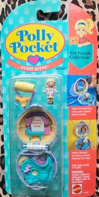 Polly Pocket Vintage 1993 Fuzzy Kitty Locket NEW SEALED ON CARD Bluebird Toys!