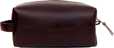 Genuine Buffalo Leather Toiletry Bag Dopp Kit Shaving Travel Case Men Women