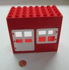 Vtg Lego Duplo RED BUILDING WHITE DOOR WINDOW 4x8 House Farm Village