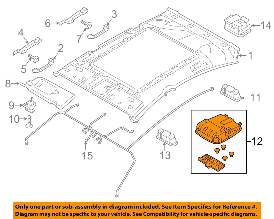 Consola de techo con opción de techo corredizo daños menores OEM 2016 2017 Kia K900 Foto 3 de 4