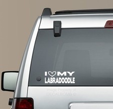 I Heart my Labradoodle decal sticker - puppy treat Labrador Retriever Poodle mix