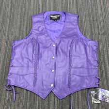 Bikers Club Leather Vest Womens 3xl Purple Style #339 Braided Nwt Motorcycle