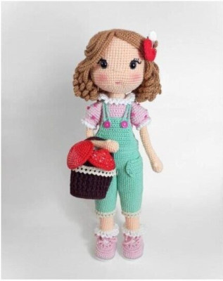HÄKELANLEITUNG KOPIE Amigurumi Puppe mit Tasche & Inhalt 4-fädig Garn 24cm 107*