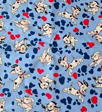 Disney 101 Dalmatians Vintage Fabric Puppies Paw Print BTY Domino 