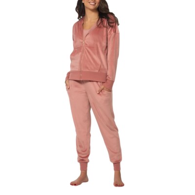 Felina Womens Hoodie Jogger,Pink, 2-Piece Velour Tracksuit Soft Relaxed  Fit, XS
