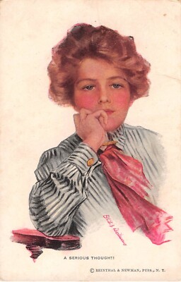 Lovely Lady Having A Serious Thought-Old Glamour PC Signed Philip Boileau-No.285