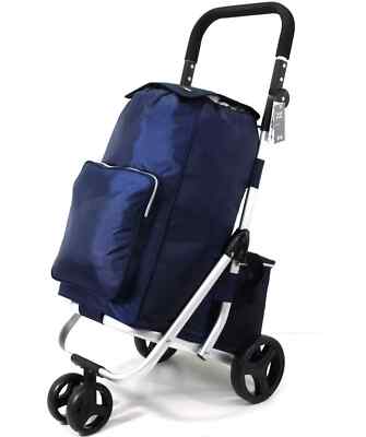 XLarge Wheel Shopping Trolley Cart Lightweight strong manoeuvrable  Folding 74L UK