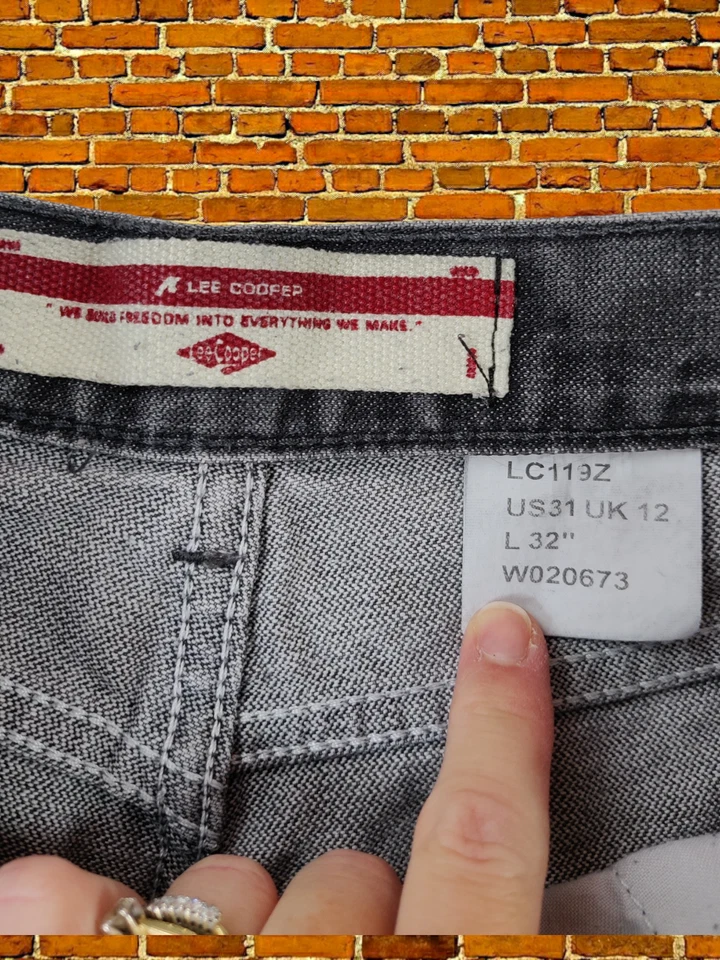 WOMENS LEE COOPER UK 12 L32" GREY WASH MID RISE STRAIGHT LEG DENIM JEANS TROUSER - Image 4 of 4