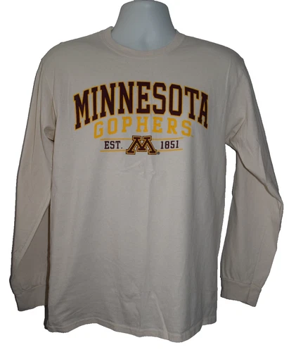 Minnesota Golden Gophers Varsity NCAA Football Medium Long Sleeve Cream T-Shirt 