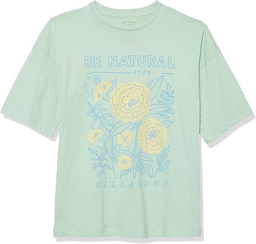 Billabong L38450 Girls Green Cotton Floral Natural Hi Oversized Tee Size L - Picture 3 of 4