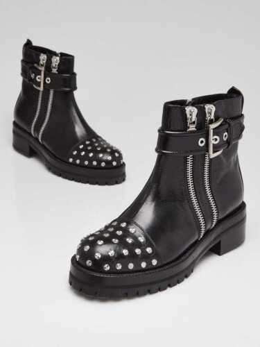 Alexander McQueen Black Leather Studded Ankle Boo… - image 1
