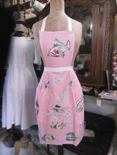 Tablier femme 1950 poissons sur fond rose